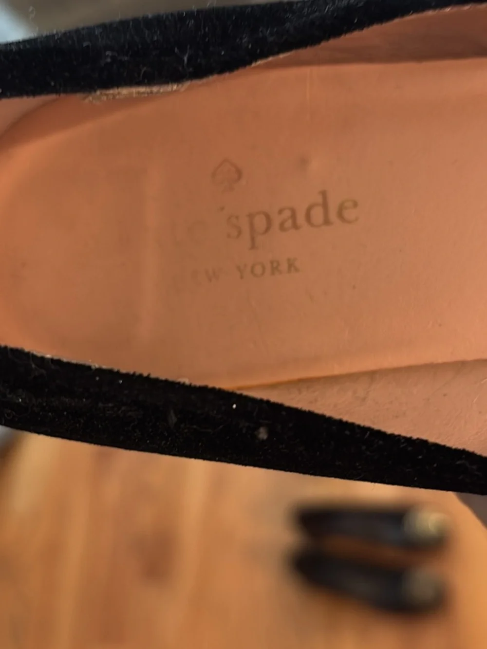 kate spade Black Suede Low Block Heel Pumps